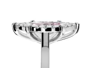 Single Halo Engagement Ring Setting for Fancy Pink Marquise Center with Corner Claws, Plain Band and Prong Head in Platinum