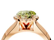 Halo Engagement Ring Setting for Fancy Yellow Heart-Shaped Center with Knife Ridge Cathedral Band and Prong Head in Rose Gold