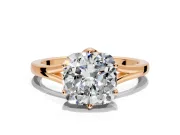 Solitaire Engagement Ring Setting for Cushion Cut Center with Plain Split Shank and Prong Head in Rose Gold