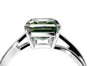 Solitaire Engagement Ring Setting for Fancy Green Asscher Cut Center with Plain Bypass Twist Band and Prong Head in Platinum