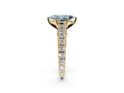 Solitaire Engagement Ring Setting for Fancy Blue Marquise Center with Pave Cathedral Shoulders and Prong Head in Yellow Gold