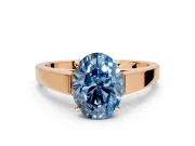 Solitaire Engagement Ring Setting for Fancy Blue Oval Center with Tapered Split Shoulders and Prong Head in Rose Gold
