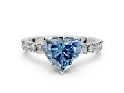 Solitaire Engagement Ring Setting for Fancy Blue Heart-Shaped Center with Fine Pave Band and Claw Prong Head in Platinum
