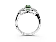 3 Stone Engagement Ring Setting for Fancy Green Emerald Cut Center with Large Pear-Shaped Accents and Prong Head in Platinum