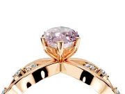 Solitaire Engagement Ring Setting for Fancy Pink Marquise Center with Criss-Cross Accent Band and Prong Head in Rose Gold