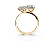 Heart-Shaped and Emerald Cut Lab-Grown Diamond Toi et Moi Engagement Ring with Prong-Set Stones in Yellow Gold