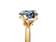 Minimalist Solitaire Engagement Ring Setting for Fancy Blue Heart-Shaped Center with Thin Band and Prong Head in Yellow Gold