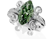 Solitaire Engagement Ring Setting for Fancy Green Marquise Center with Twisted Band and Scroll Prong Head in Platinum