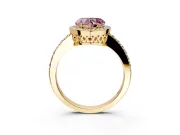 Halo Engagement Ring Setting for Fancy Pink Heart-Shaped Center with Heart-Shaped Openwork, Pave Band and Prong Head in Yellow Gold