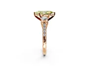 3 Stone Engagement Ring Setting for Fancy Yellow Marquise Center with Crossover Basket, Pave Band and Prong Head in Rose Gold