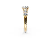 5 Stone Engagement Ring Setting for Round Cut Center with Graduated Accents and Prong Head in Yellow Gold