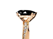 Side Accent Engagement Ring Setting for Fancy Black Pear-Shaped Center with Accent Shoulders and Prong Head in Rose Gold