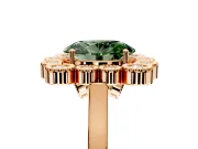 Cluster Halo Engagement Ring Setting for Fancy Green Oval Center with Milgrain Bezel Accents and Prong Head in Rose Gold