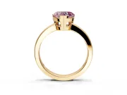 Solitaire Engagement Ring Setting for Fancy Pink Heart-Shaped Center with Plain Band and Flat Tab Prong Head in Yellow Gold