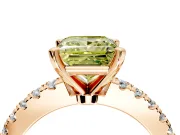 Solitaire Engagement Ring Setting for Fancy Yellow Princess Cut Center with Single Row Accent Band and Prong Head in Rose Gold