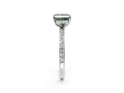 Solitaire Engagement Ring Setting for Fancy Green Princess Cut Center with Fine Pave Band and Prong Head in White Gold
