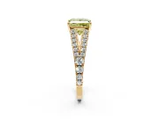 Solitaire Engagement Ring Setting for Fancy Yellow Princess Cut Center with Pave Split Shank and Prong Head in Yellow Gold