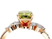 Solitaire Engagement Ring Setting for Fancy Yellow Emerald Cut Center with Marquise Accent Twist Band and Prong Head in Rose Gold