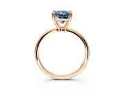Minimalist Solitaire Engagement Ring Setting for Fancy Blue Radiant Cut Center with Thin Band and Prong Head in Rose Gold