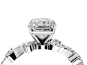 Solitaire Engagement Ring Setting for Radiant Cut Center with Bar-Station Pave Twist and Prong Head in Sterling Silver