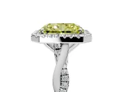 Halo Engagement Ring Setting for Fancy Yellow Radiant Cut Center with Twist Band and Prong Head in Sterling Silver