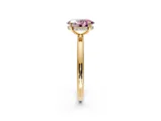Hidden Halo Engagement Ring Setting for Fancy Pink Oval Center with Thin Rounded Band and Prong Head in Yellow Gold