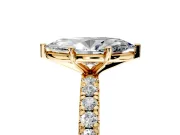 Solitaire Engagement Ring Setting for Marquise Center with Shared-Prong Accents and Prong Head in Yellow Gold