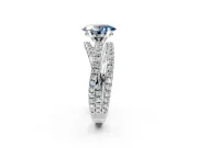 Solitaire Engagement Ring Setting for Fancy Blue Oval Center with Woven 3-Strand Pave Band and Prong Head in Platinum