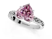 Solitaire Engagement Ring Setting for Fancy Pink Heart-Shaped Center with Milgrain X Pattern Band and Prong Head in Platinum