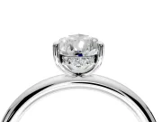 Hidden Halo Engagement Ring Setting for Pear-Shaped Center with Thin Rounded Band and Prong Head in White Gold