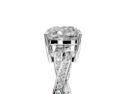 Solitaire Engagement Ring Setting for Cushion Cut Center with Twisted Pave Band and Prong Head in Sterling Silver
