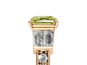 Channel-Set Engagement Ring Setting for Fancy Yellow Asscher Cut Center with Baguette Band and Prong Head in Rose Gold
