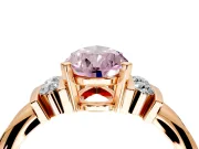 Solitaire Engagement Ring Setting for Fancy Pink Pear-Shaped Center with Grooved Bar Accent Band and Prong Head in Rose Gold