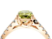 Solitaire Engagement Ring Setting for Fancy Yellow Emerald Cut Center with Partway Pave Band and Prong Head in Rose Gold