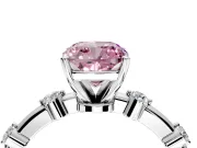 Solitaire Engagement Ring Setting for Fancy Pink Cushion Cut Center with Bezel Station Band and Prong Head in Platinum