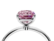 Solitaire Engagement Ring Setting for Fancy Pink Radiant Cut Center with Straight Thin Band and Prong Head in Sterling Silver