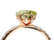 Solitaire Engagement Ring Setting for Fancy Yellow Heart-Shaped Center with Micro Pave Band and Prong Head in Rose Gold