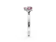 Hidden Halo Engagement Ring Setting for Fancy Pink Heart-Shaped Center with Plain Band and Tall Prong Head in Platinum