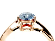 Solitaire Engagement Ring Setting for Fancy Blue Pear-Shaped Center with Plain Bypass Twist Band and Prong Head in Rose Gold