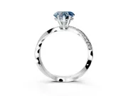 Side Accent Engagement Ring Setting for Fancy Blue Heart-Shaped Center with Accent Shoulders and Prong Head in Sterling Silver