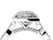 Halo Engagement Ring Setting for Princess Cut Center with Twist Band and Prong Head in Sterling Silver