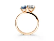 Fancy Blue Emerald Cut and Emerald Cut Lab-Grown Diamond Toi et Moi Engagement Ring with Prong-Set Stones in Rose Gold