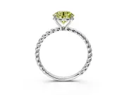Solitaire Engagement Ring Setting for Fancy Yellow Round Cut Center with Plain Twisted Rope Band and Prong Head in Platinum