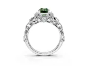 Solitaire Engagement Ring Setting for Fancy Green Emerald Cut Center with Filigree Band and Prong Head in Platinum