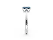 3 Stone Engagement Ring Setting for Fancy Blue Emerald Cut Center with Low-Set Round Cut Accents and Prong Head in Sterling Silver