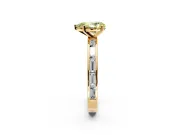 Solitaire Engagement Ring Setting for Fancy Yellow Pear-Shaped Center with Channel Baguette Band and Prong Head in Yellow Gold