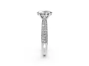 Solitaire Engagement Ring Setting for Oval Center with Multi-Row Accents and Prong Head in Platinum