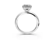 Solitaire Engagement Ring Setting for Asscher Cut Center with Wide Knife Ridge Band and Prong Head in Platinum