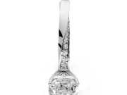Side Accent Engagement Ring Setting for Cushion Cut Center with Accent Shoulders and Prong Head in Platinum