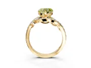 Solitaire Engagement Ring Setting for Fancy Yellow Heart-Shaped Center with Pave Bypass Twist Band and Prong Head in Yellow Gold